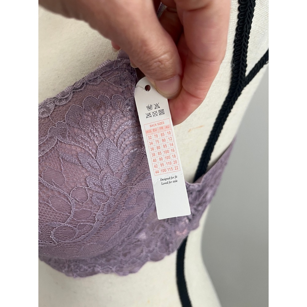 Lavender Lace Push Up Bra 38C Underwire Padded Bra Coquette Romantic Soft Girl - Picture 4 of 8